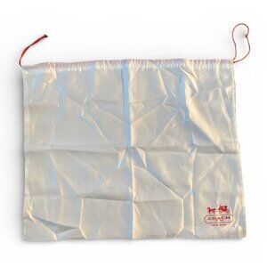 Coach White Drawstring Dust Bag 23” x 19” Red Logo Satin
